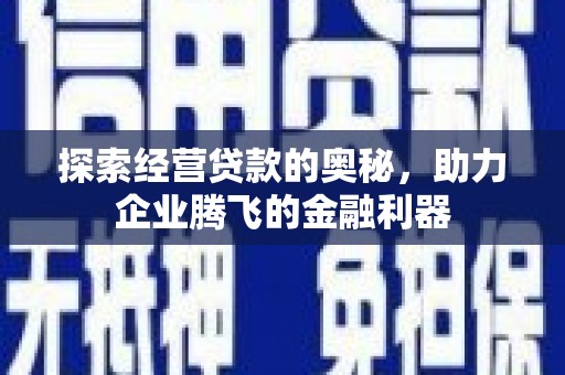 馆陶探索经营贷款的奥秘，助力企业腾飞的金融利器