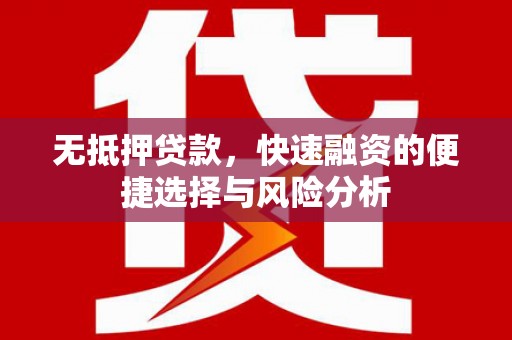 馆陶无抵押贷款，快速融资的便捷选择与风险分析