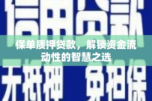 馆陶保单质押贷款，解锁资金流动性的智慧之选