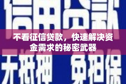 馆陶不看征信贷款，快速解决资金需求的秘密武器