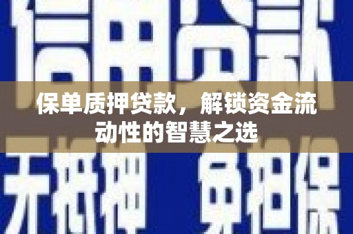 馆陶保单质押贷款，解锁资金流动性的智慧之选